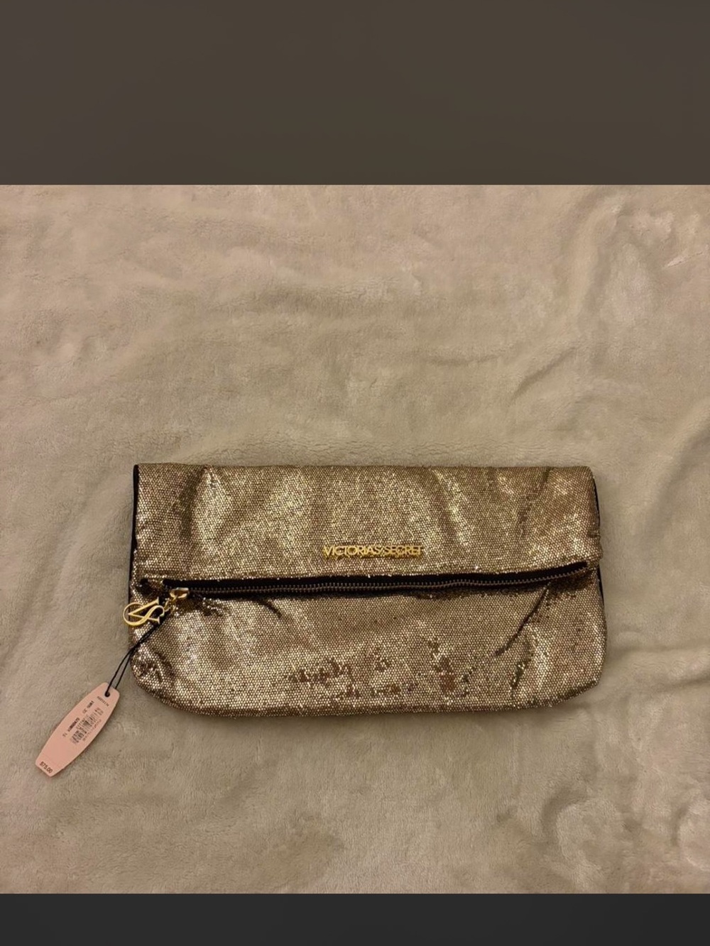 Victoria's Secret Metallic Gold Sequin Fold-Over Clutch